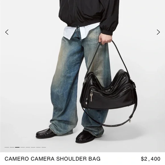 Acne Studio Camero Black Leather Camera Shoulder Bag - Picture 1 of 14